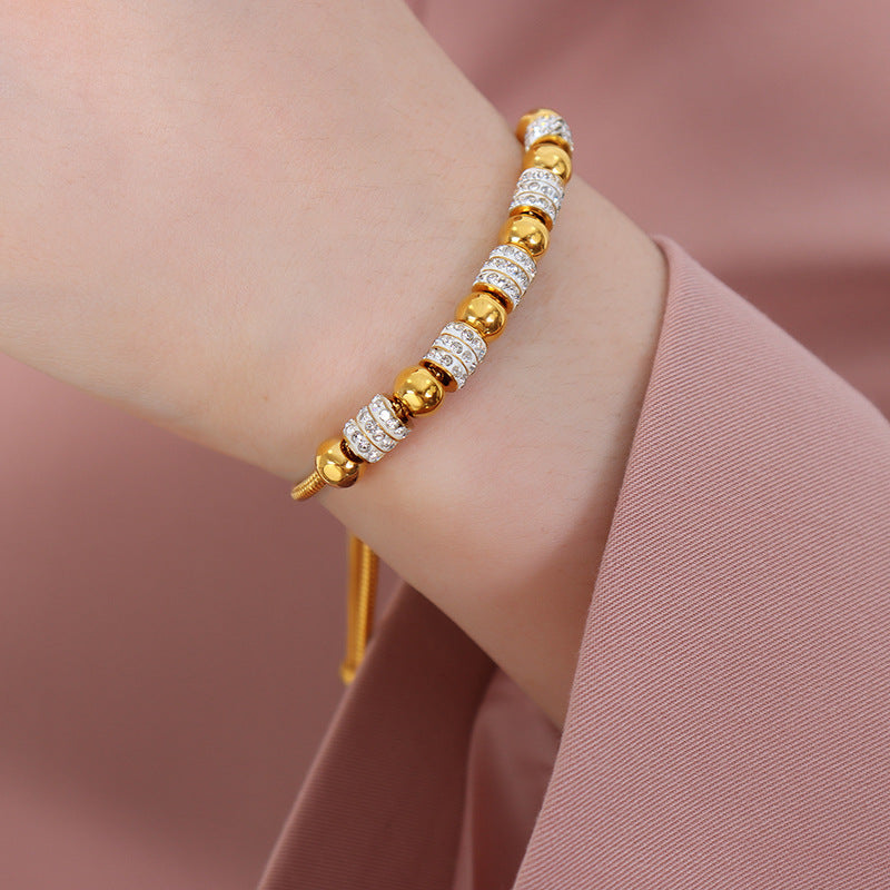Round & Diamond-Encrusted Bracelet